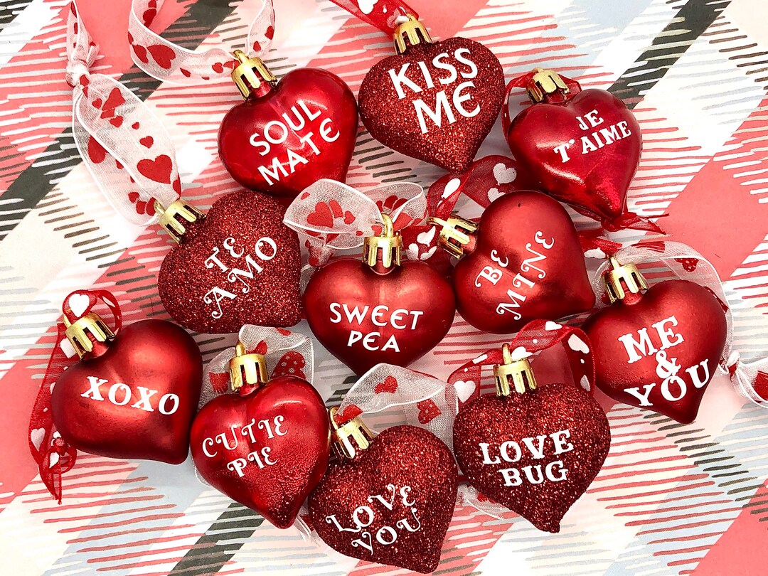 Valentines Day Ornaments 3 Pack Your Choice Red or Pink Etsy