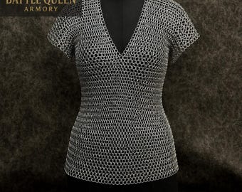 Butted Steel Chainmail Shirt | Medieval Chainmail Armor | Short Sleeve Hauberk | Viking Knight Costume | LARP Cosplay | Renaissance Faire