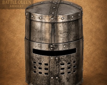 Blackened Steel Armor Helmet ~ Medieval Old Steel Knight Helmet ~ Templar Crusader Battle Helmet ~ Warrior Hammered Helmet For Cosplay