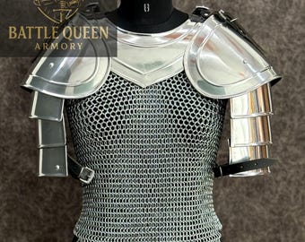 Medieval Knight Armor Set: Steel Pauldrons, Gorget & Chainmail