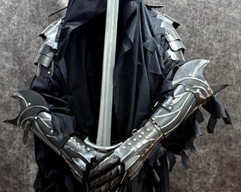 Gothic Knight Armor Costume: Medieval Steel Warrior Full Set, Black Fantasy Renaissance Faire Outfit