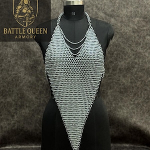 Medieval Steel Knight Lady Chainmail Top - Handcrafted Metal Chainmail Top - Designer Bold Look Battle Queen Chainmail Halter Top