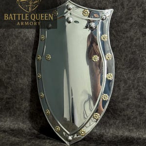 Handcrafted Steel Knight Shield, Medieval Armor Cosplay, Wall Decor