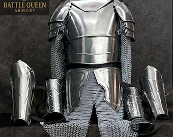 Lady Knight Steel Armor Suit: SCA-LARP Cosplay, Battle-Ready Queen