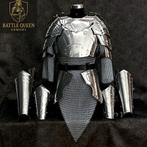 Lady Knight Steel Chainmail Armor Suit: SCA-LARP Cosplay, Battle-Ready Queen