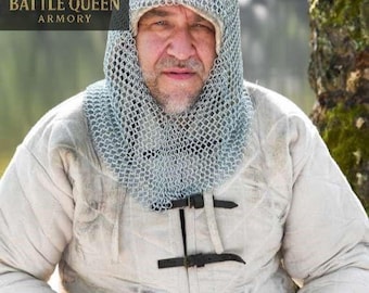 Aluminum Chainmail Coif, Handcrafted Knight Chainmail Hood, Free Size Unisex Cosplay Costume