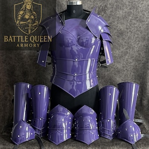 Purple Steel Lady Knight Armor Set: Medieval SCA-LARP Cosplay Costume