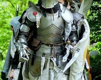 Handgefertigte Barbuta Ritter Rüstung aus Stahl: Mittelalterlicher Anzug für LARP Cosplay