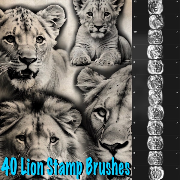 Procreate- 40 Lion Stamp Brushes