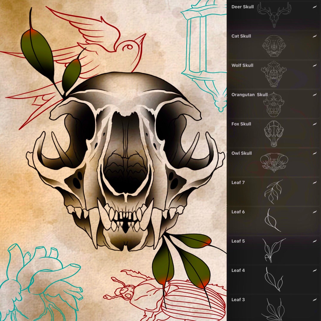 Neo Traditional Set 1, 60 Procreate Tattoo Brushes - Etsy