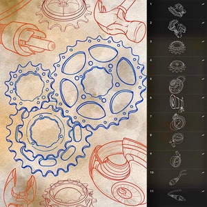 50 Tech Mech Procreate Tattoo Design Brushes