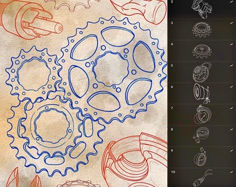 50 Tech Mech Procreate Tattoo Design Brushes