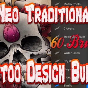 Neo Traditional Set 1, 60 Procreate Tattoo Brushes - Etsy