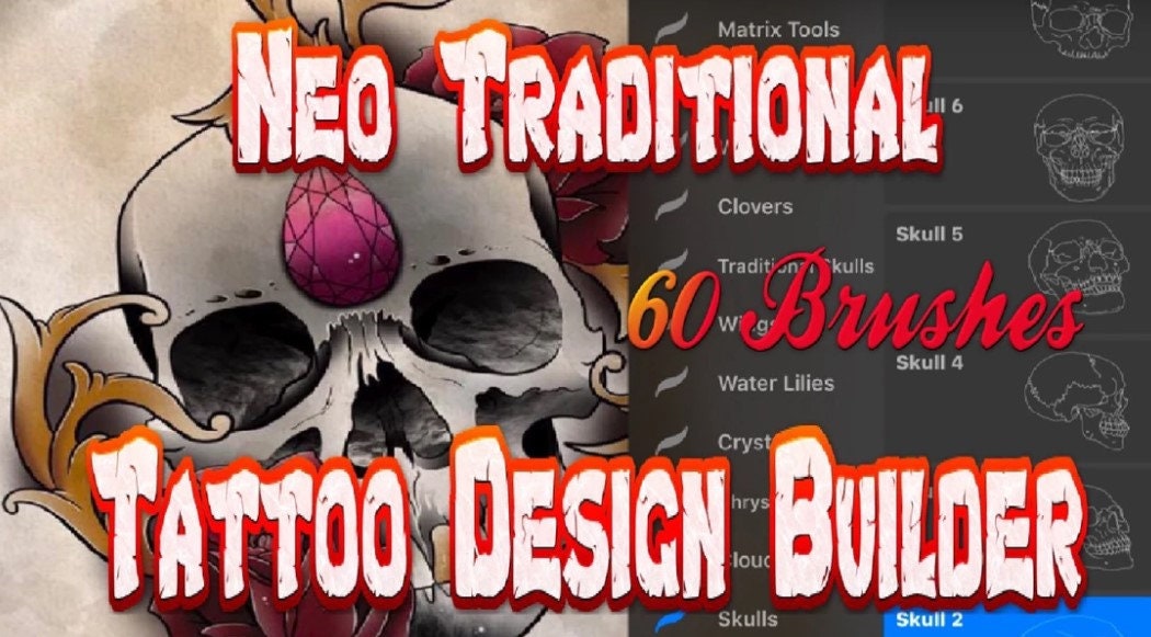 Neo Traditional Set 1, 60 Procreate Tattoo Brushes - Etsy