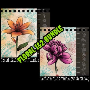 Procreate-Bundle and Save Floral Brush Sets 1&2 -60 Total Brushes