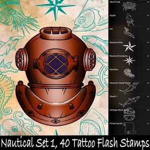 40 Nautical Procreate Tattoo Design Brushes