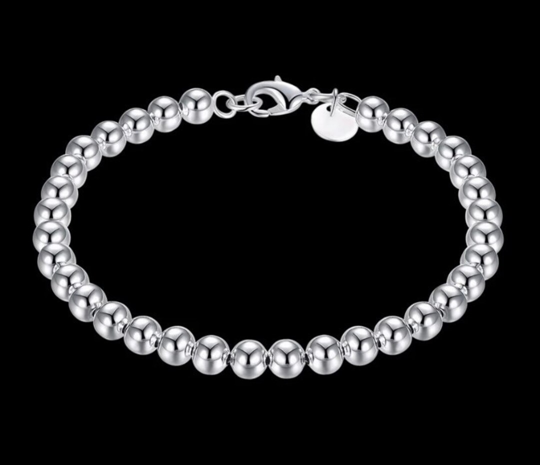 Beautiful 925 Silver Bead Bracelet Bangle Friend Love Care - Etsy