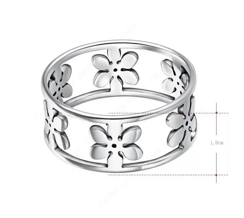 Stunning Stainless Steel Flower Band Ring Flower Ring - Etsy UK