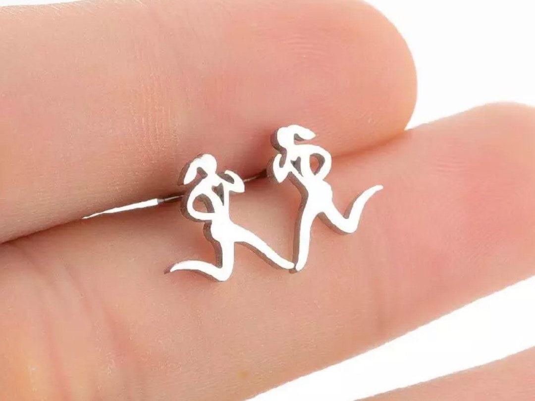 Stainless Steel Runner Stud Earrings Runner Earrings Marathon Etsy