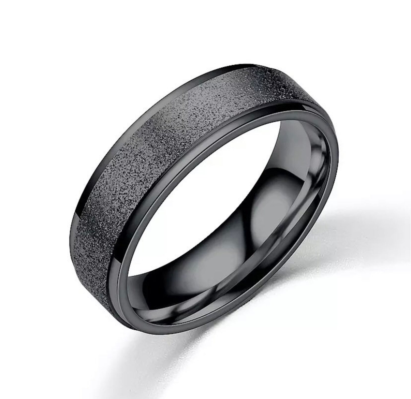 Stunning black stainless steel ring matt steel brushed steel Etsy
