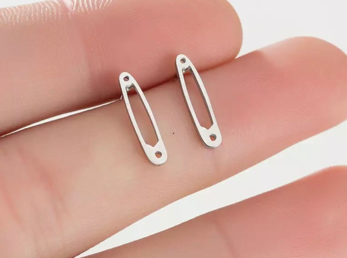 925 Sterling Silver Punk Earrings Safety Pin Clips Cuffs Stud Gothic Rock  Metal