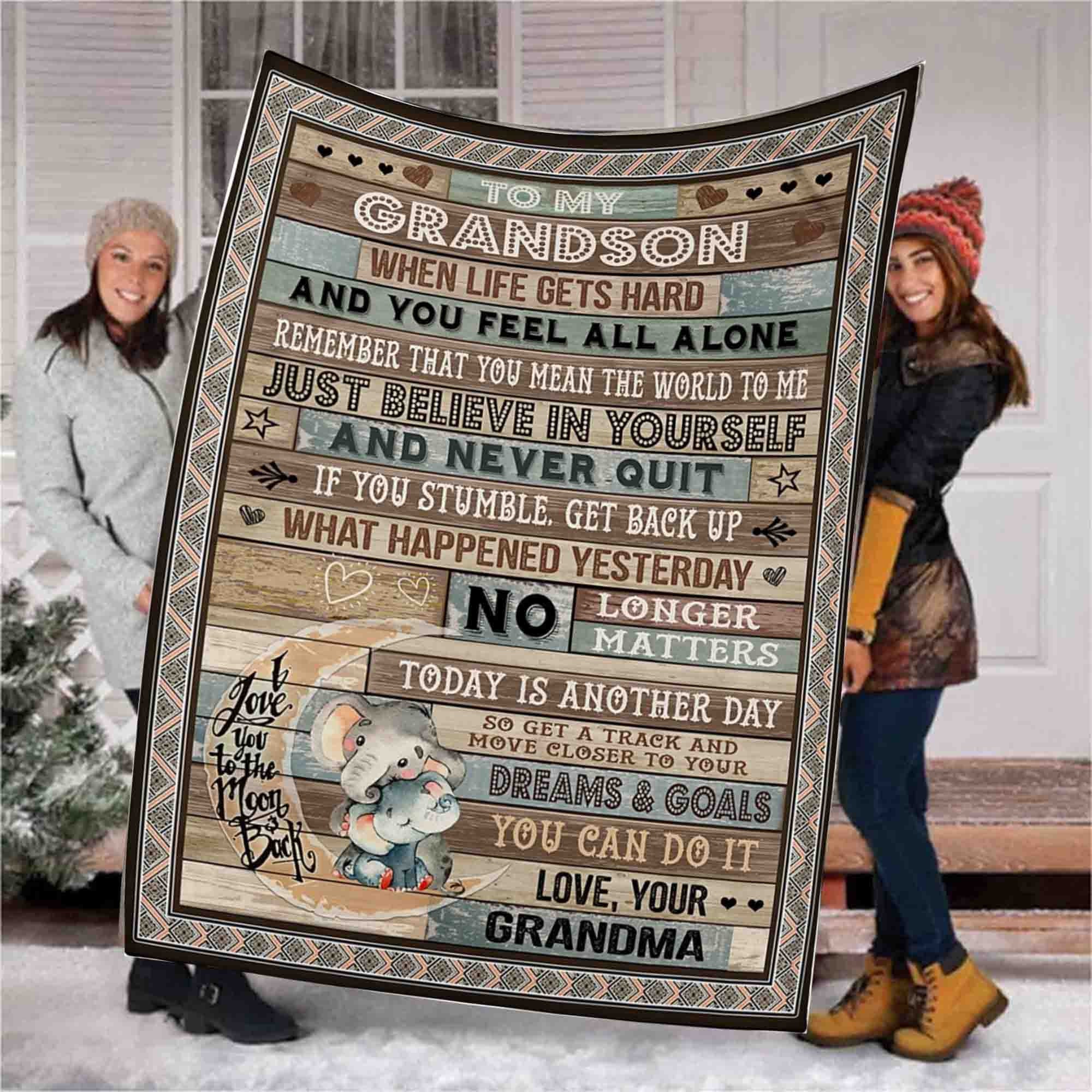 Personalized Blanket To My Grandson Vintage Sign Blanket Etsy