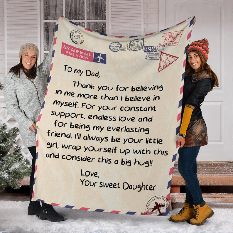 Personalized Blanket A Letter To Dad Postal Mail Blanket Etsy