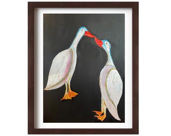 We are the lucky ducks Art Print - Runner Duck Painting - Duck Art Print - Vintage Farmhouse Wall Art - Rustic Cabin Decor - Nursery Art