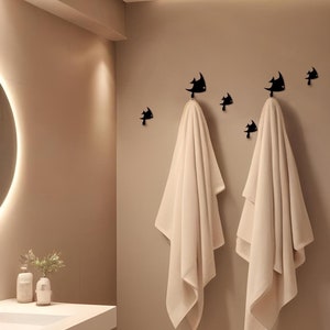Fish Towel Holder: Coastal Bathroom Steel Wall Hooks