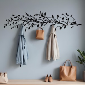 Metal Tree Branch Coat Rack: Wall Mount Entryway Organizer