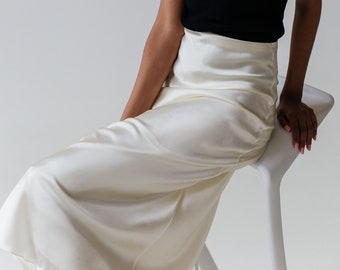 white satin slip skirt
