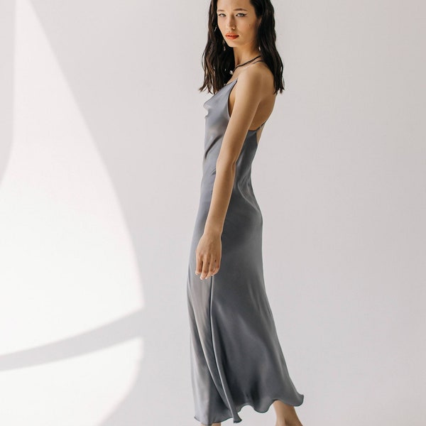 Dark Gray Dress Etsy