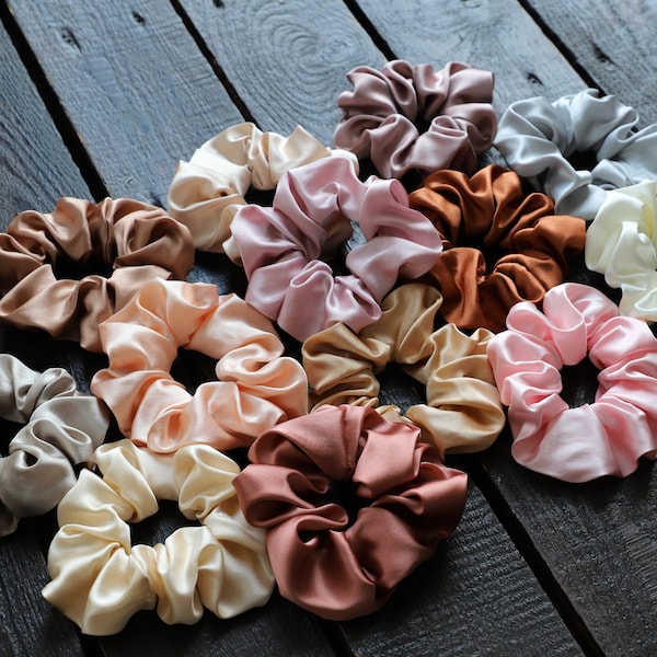 Satin Scrunchies titular seda real scrunchie corbata beige rubor seda elástica seda cuidado pelo cola de caballo scrunchies conjunto a granel real 100% seda mejor lazo