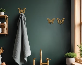 Gold Metal Butterfly Decor Hooks - Eye-catching Wall Accents, Lovely Home Decor, Elegant Home, Modern chic, Gold wall art, functional art