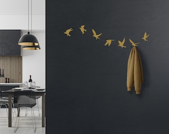 Stylish Gold Bird Wall Hooks set - Unique Functional Home Decor, hat hook, towel hooks, decorative hooks, modern kitchen hooks, metal decor