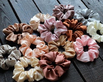 Satin Scrunchies titular seda real scrunchie corbata beige rubor seda elástica seda cuidado pelo cola de caballo scrunchies conjunto a granel real 100% seda mejor lazo