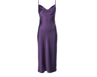 dark purple silk dress