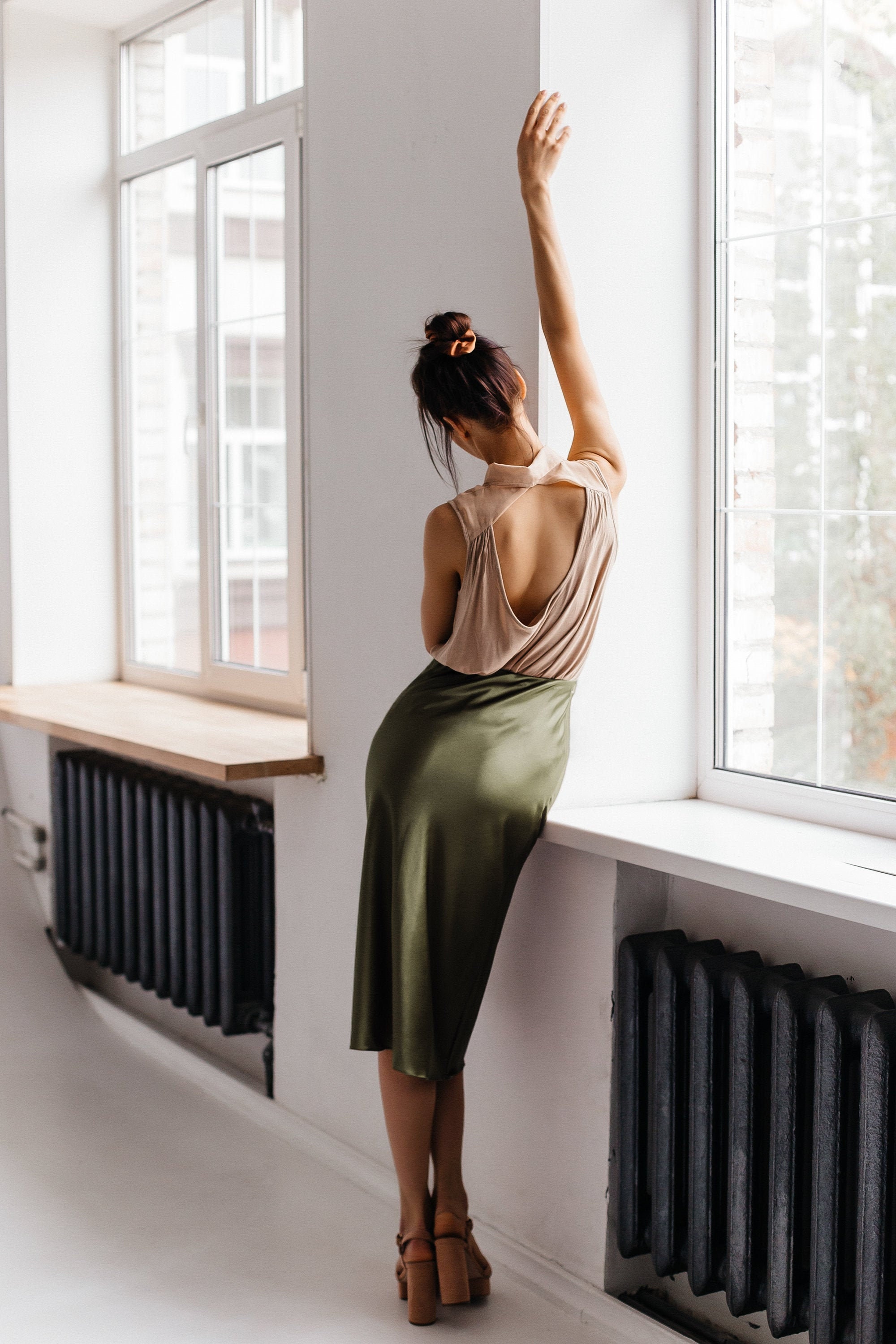 Silk Slip Midi Skirt