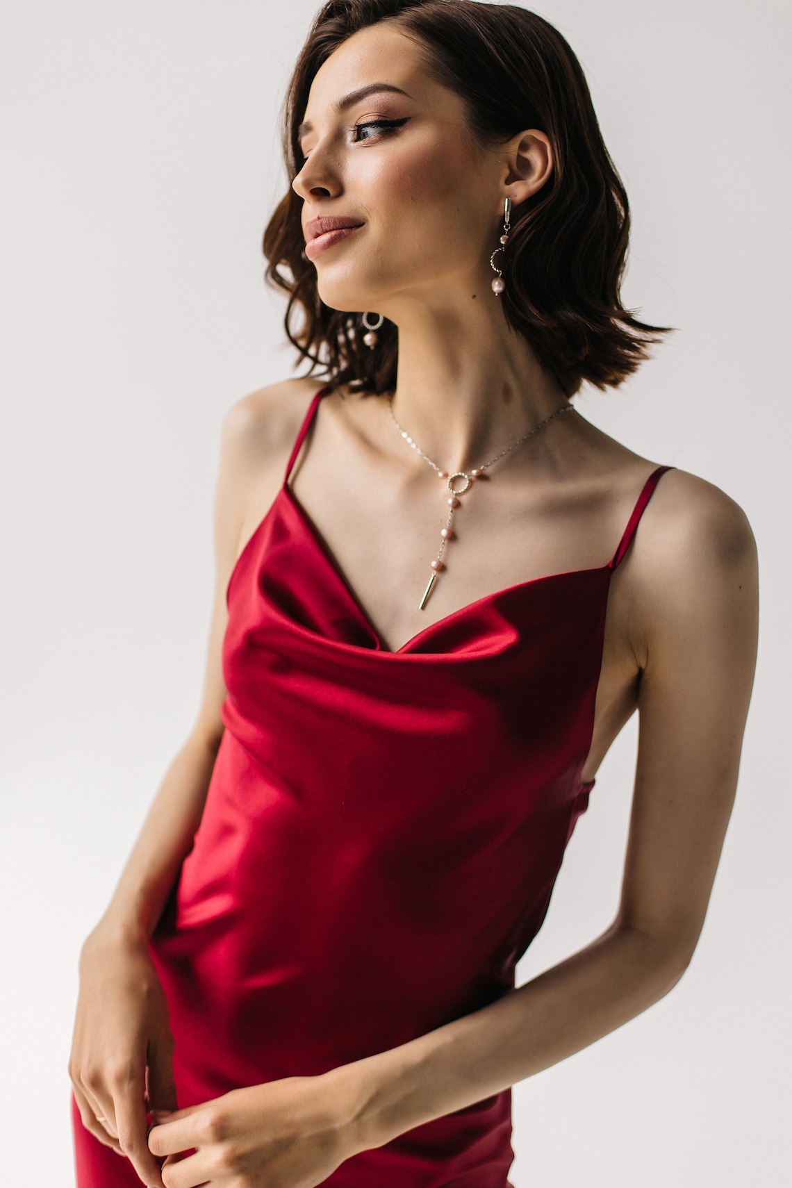 Red silk slip midi dress Silk slip trends dress bridesmaid Etsy