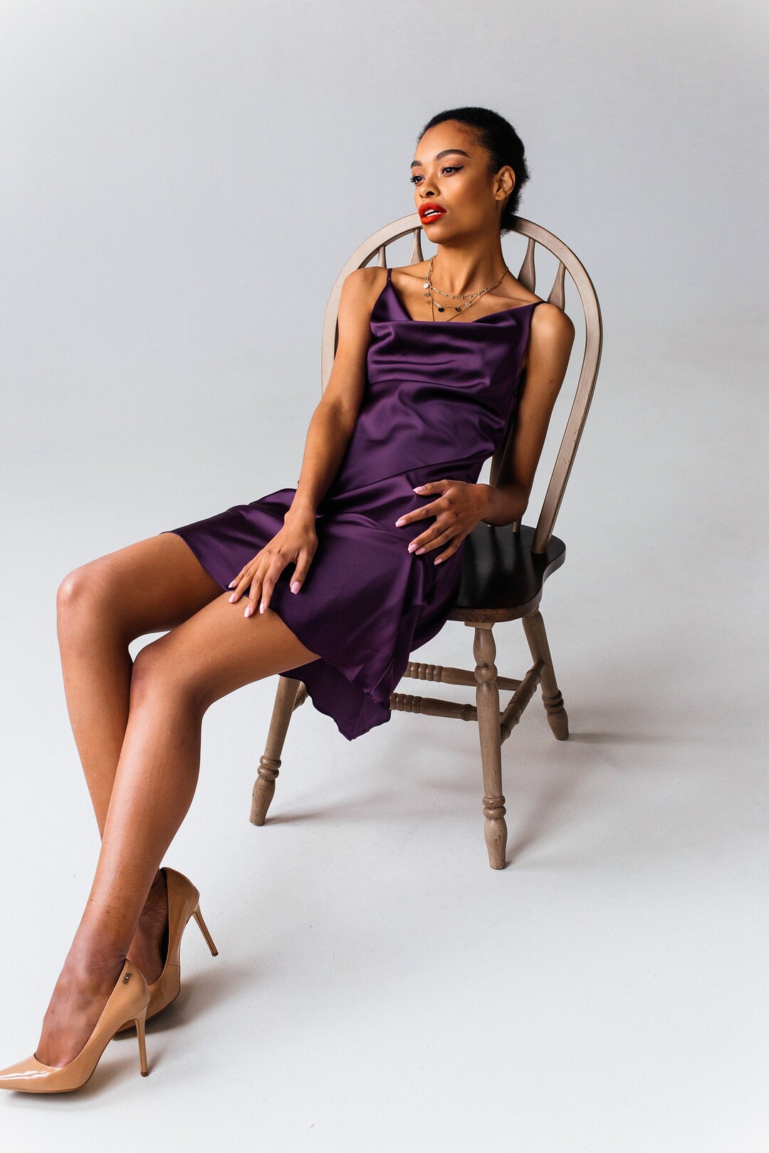 Short Silk Slip Dress Plum Mini Slip Dress Plum 100 Silk Cami Etsy