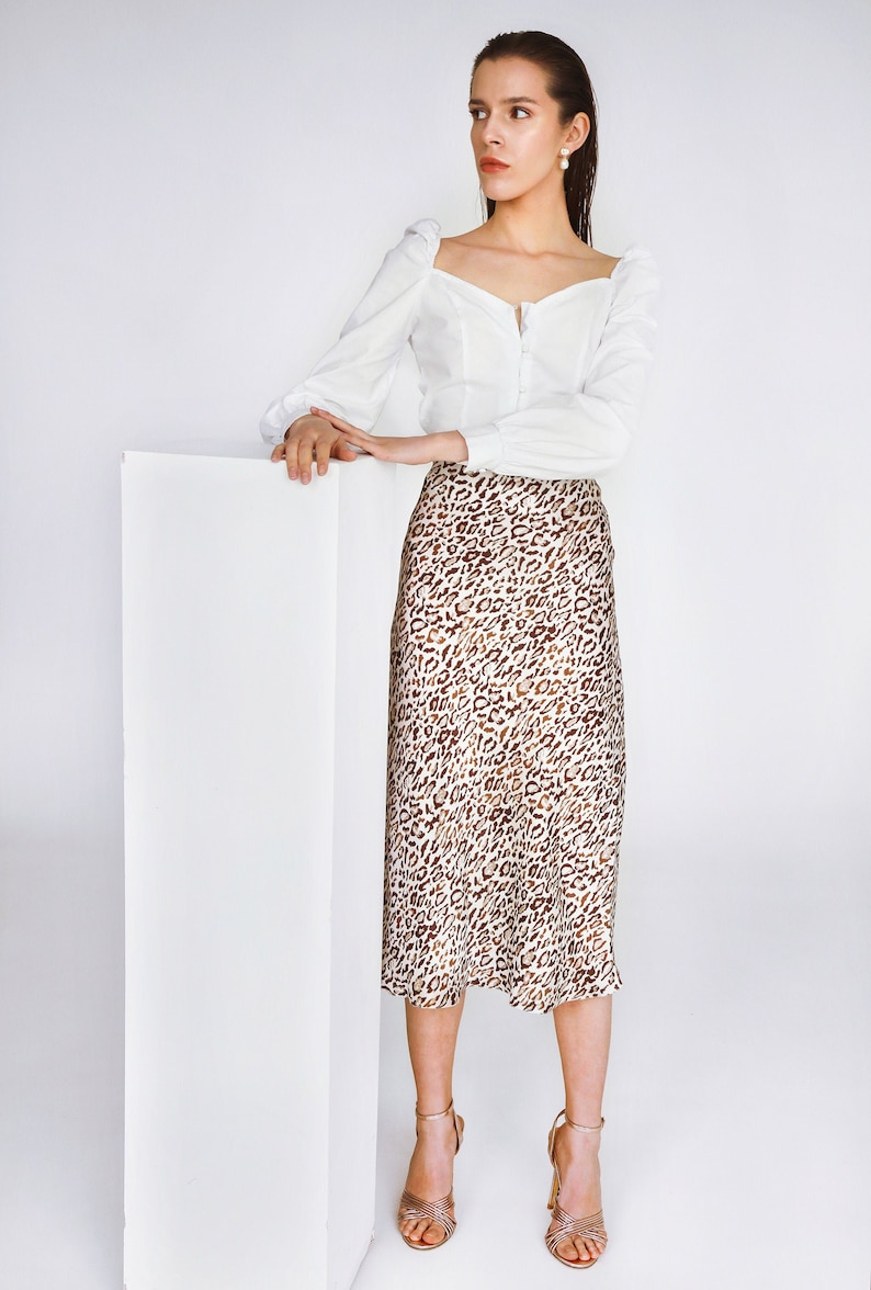 leopard midi slip skirt