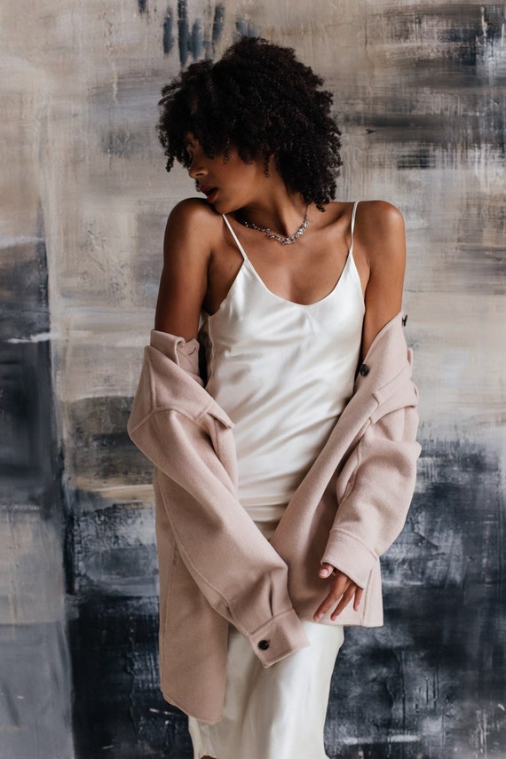 White Silk Slip Midi Dress Silk Slip 