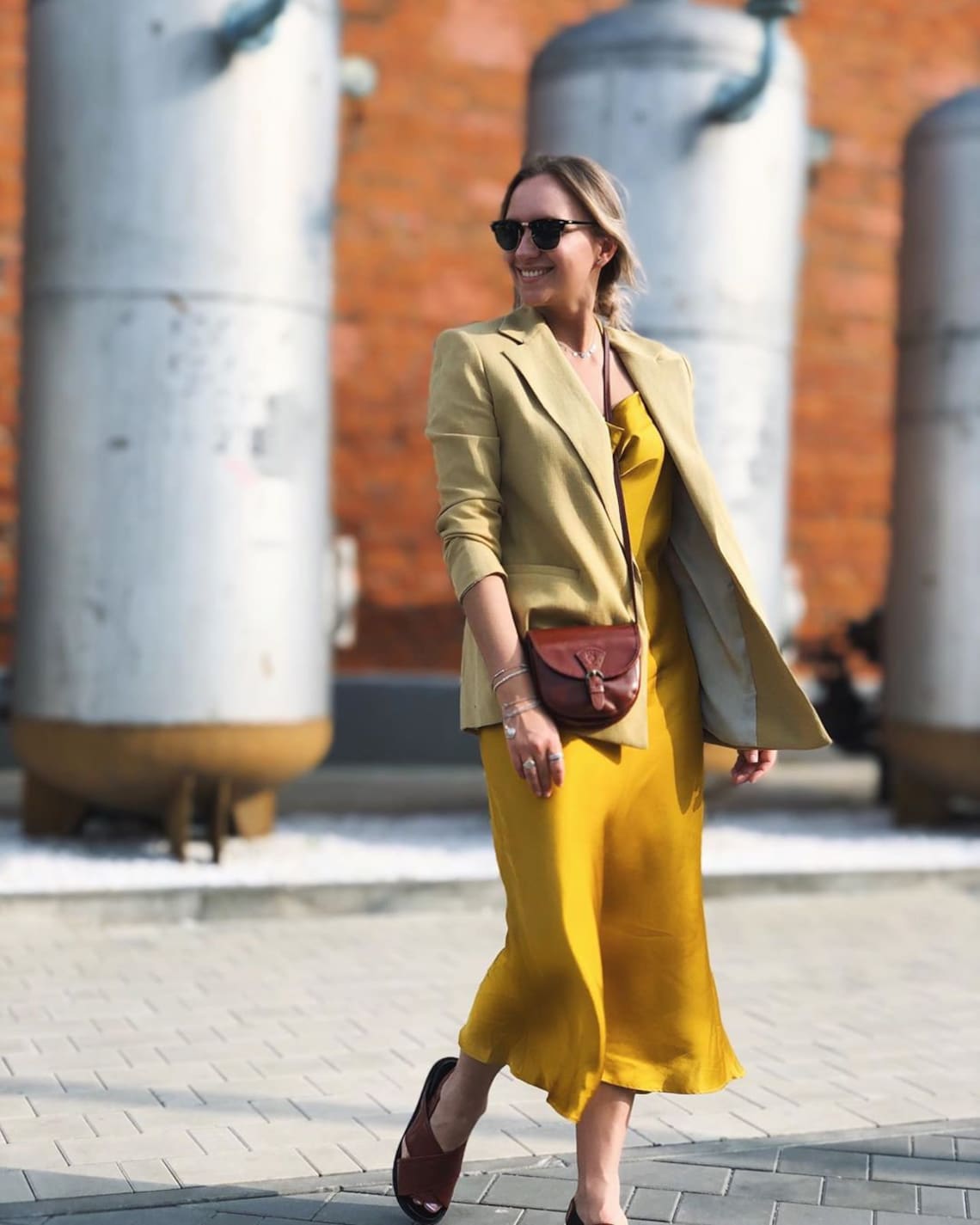 Yellow Mustard silk slip midi dress Silk slip trends dress | Etsy