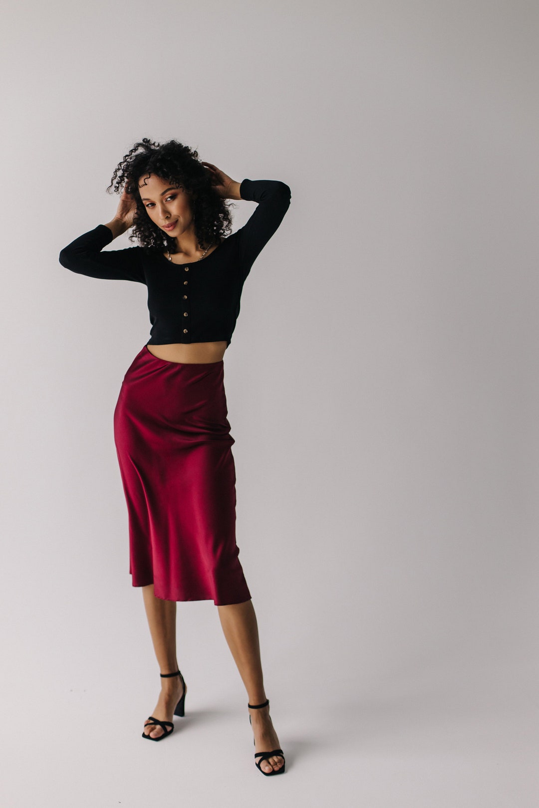 mid length satin skirts telluride