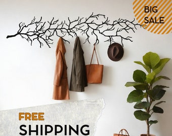 Unique Wall Decor Entryway Large Metal Branch Wall Hanger Coat Rack Stylish Organization Entryway furniture tree black metal custom made