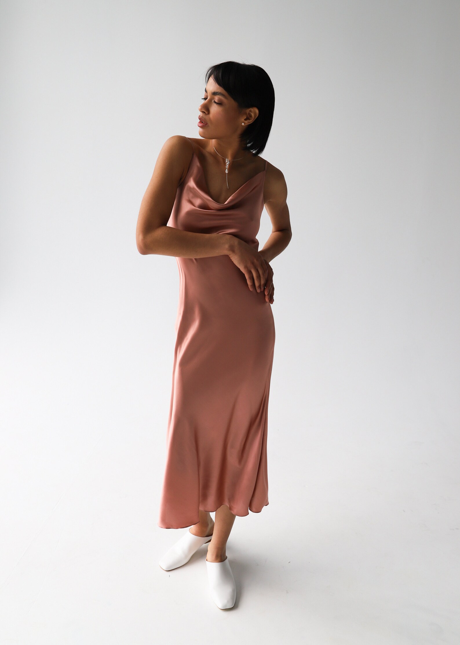 blush silk slip