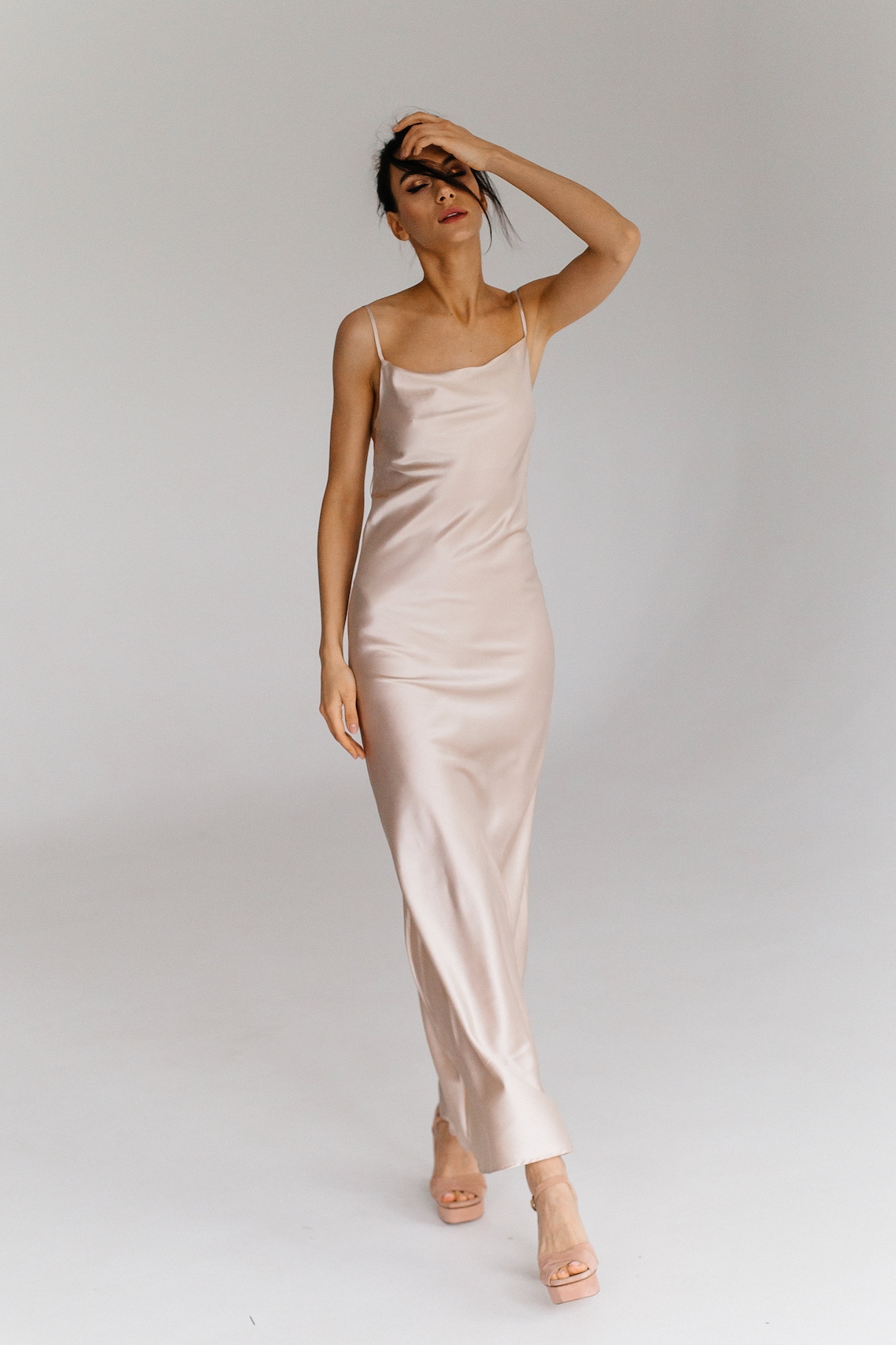 beige silk slip