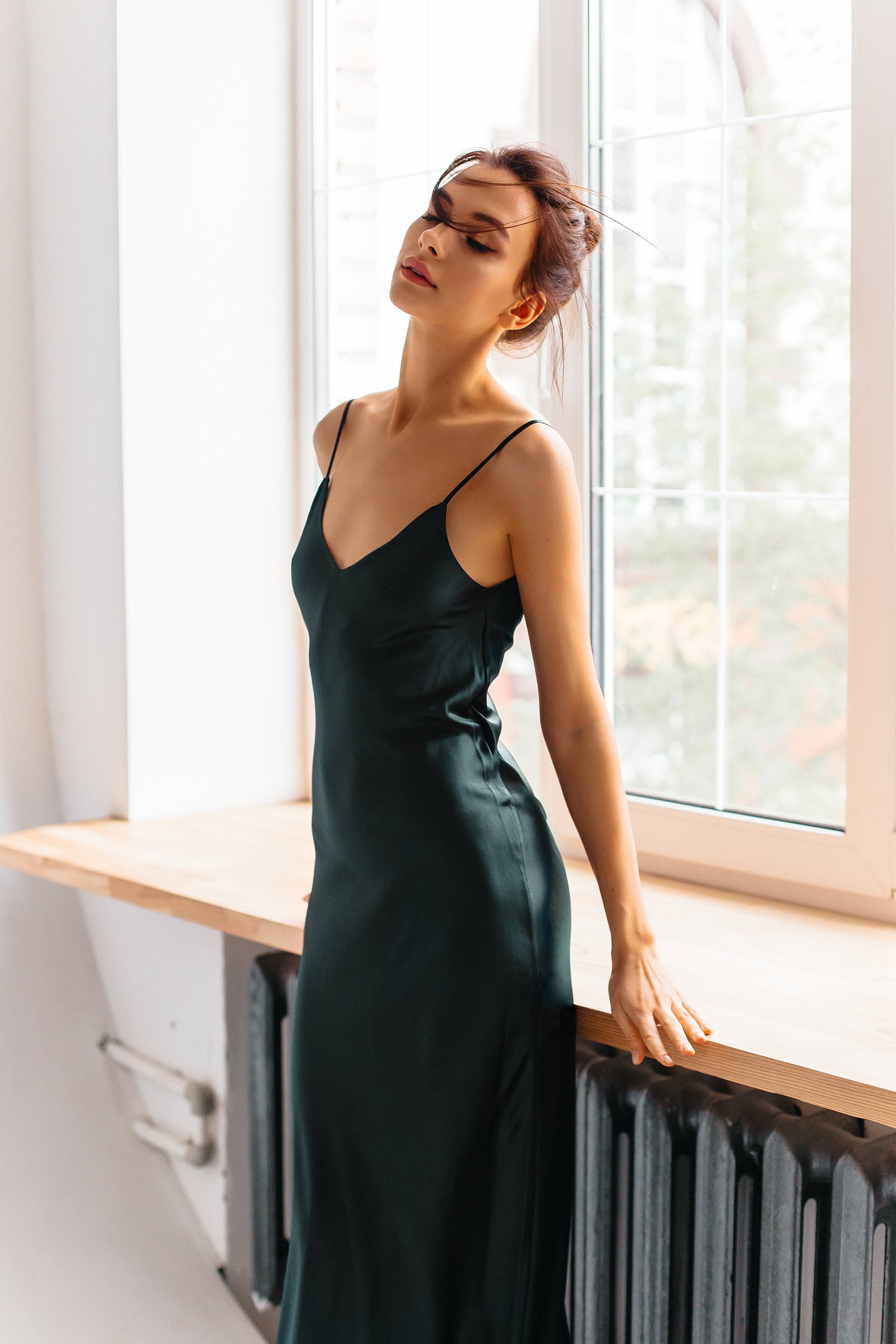 Low back teal silk slip midi dress Silk slip trends dress Etsy