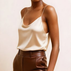 Mulberry Silk Cami Top: Bias Cut Scoop Neckline