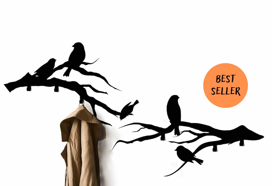 Black Metal Wall Hanger With Birds Coat Rack Wall Mount Wall Etsy